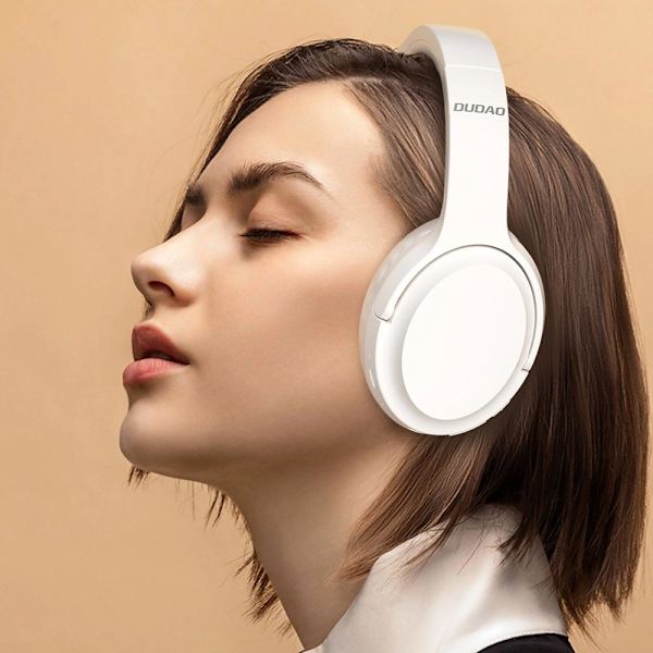 On-Ear Bluetooth hörlurar med justerbar huvudbygel - Vit