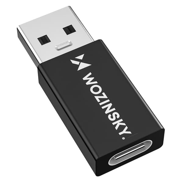 USB-A:sta USB-C:hen OTG-sovitin 10 Gb/s 3 A - Musta
