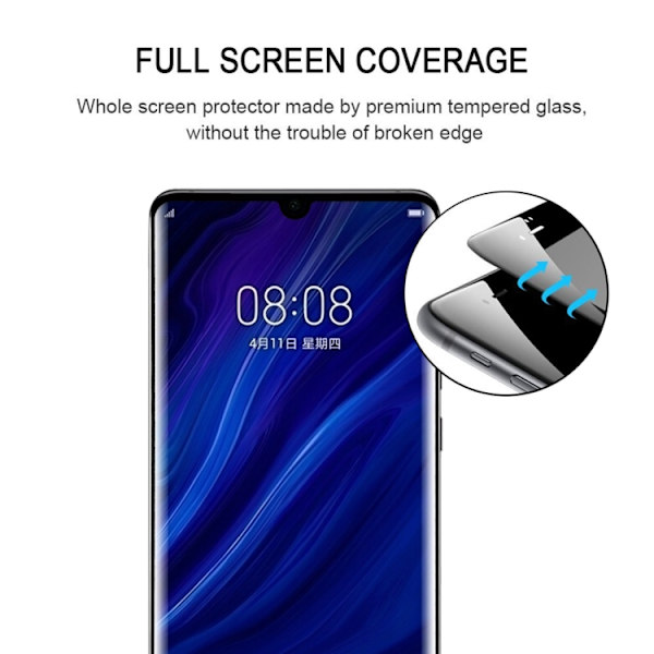 3D Fuld Skærmskåner i hærdet Glas Huawei P30 Pro
