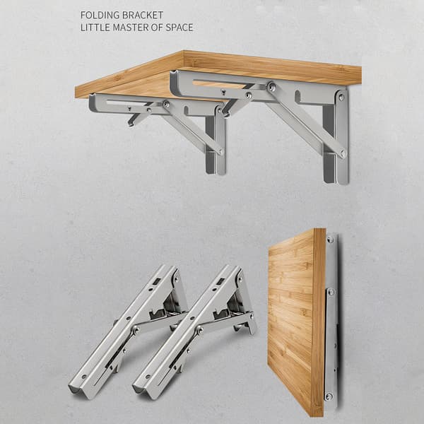 Fällbar konsol 250 x 115 mm – silverfärgat stål för väggmonteri