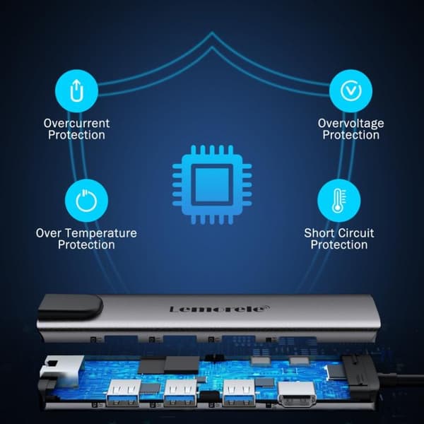 Lemorele TC39 9-i-1 USB-C-dockningsstation / USB-C-hubb med 4K