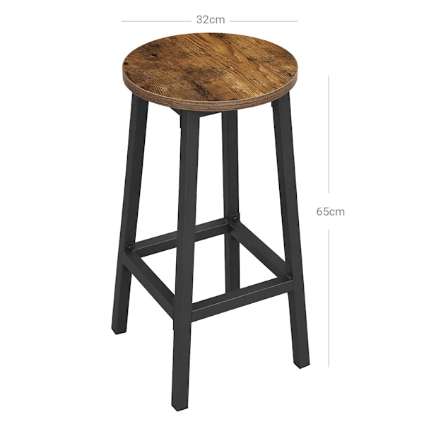 Barstole 65 cm - Rustik brun og Sort