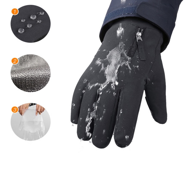 Sporty vinterhandsker med touch L - Sort