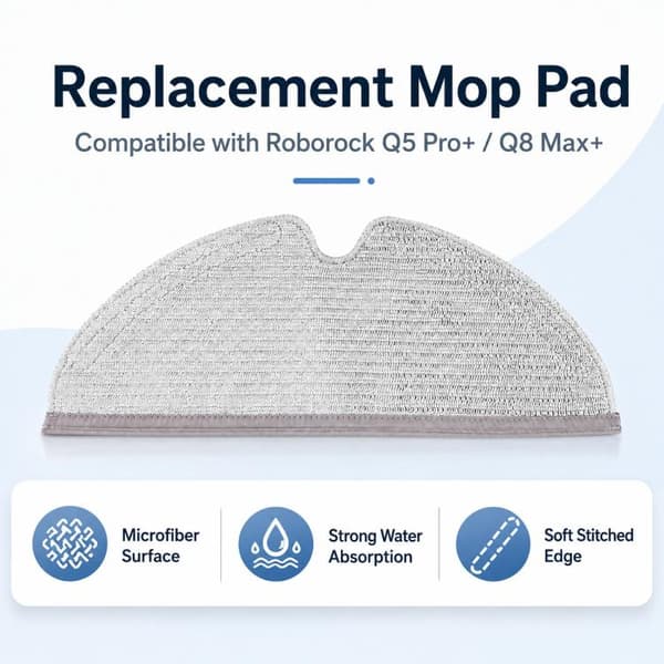 Moppduk till Roborock Q5 Pro/Q8 Max robotdammsugare / Mopptrasa