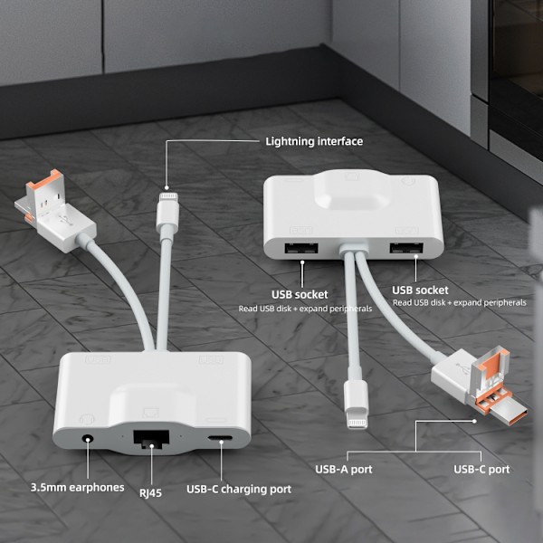 Ethernet-adapter med USB-C, Lightning, USB og MicroUSB - Alt-i-