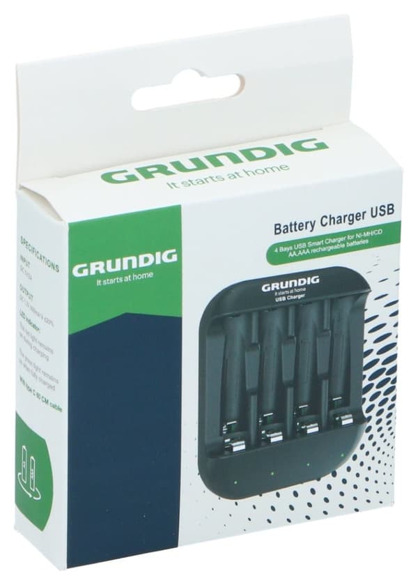 Grundig Batterioplader AA/AAA via USB / USB-oplader til genopla