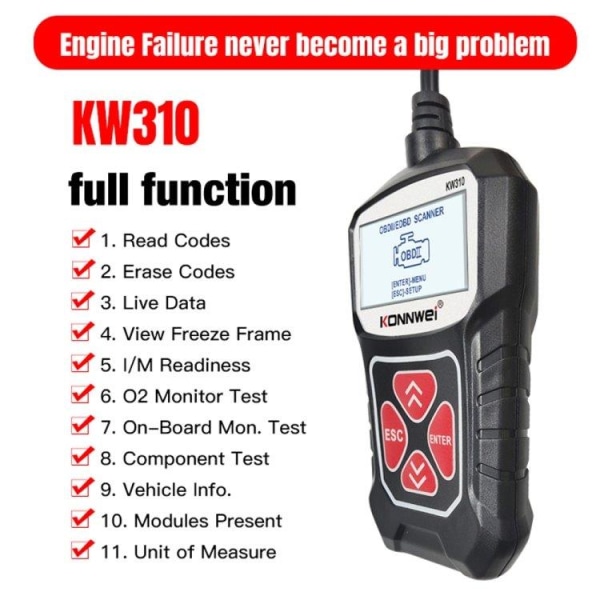 Konnwei KW310 - OBD2 ELM327 Autodiagnostiikka skanneri
