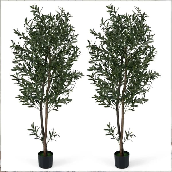 Konstgjorda gröna växter 2-pack 180 cm / konstgjorda olivträd