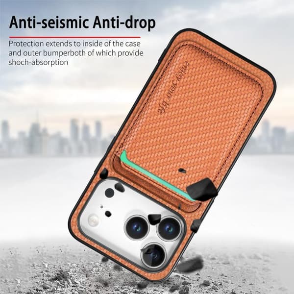 Bagcover med magnetisk kortholder til iPhone 17 Pro - Brun