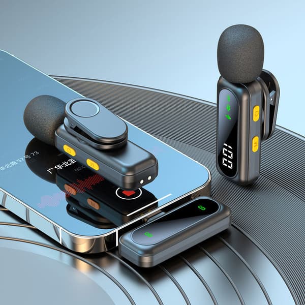 Langaton lavalier-mikrofoni, jossa on USB-C-vastaanotin