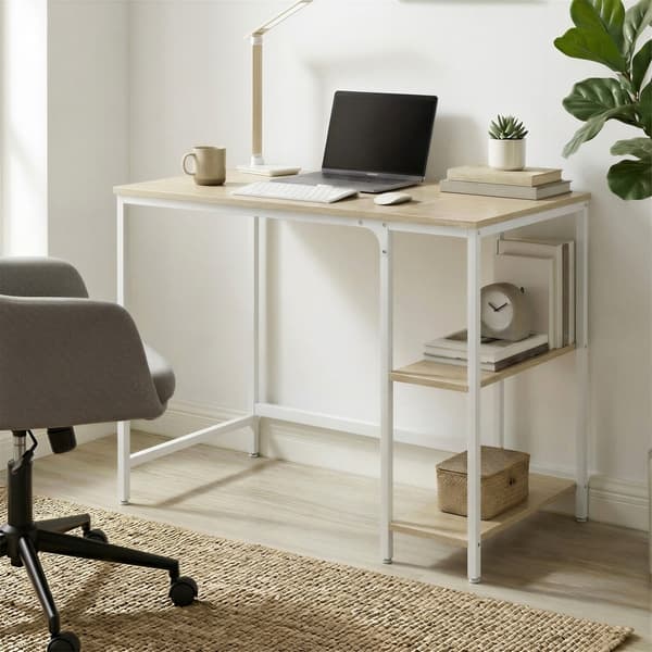 Skrivbord med 2 hyllor 100x50 cm - Beige/Vit