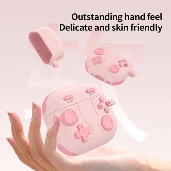 Silikonecover i game controller-design til AirPods 4 – Pink