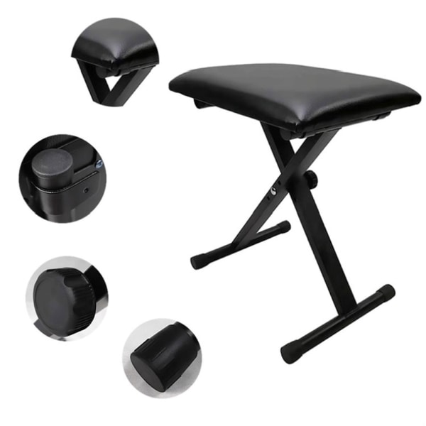 Vikbar Pianobänk / portabel sittpall med justerbar höjd