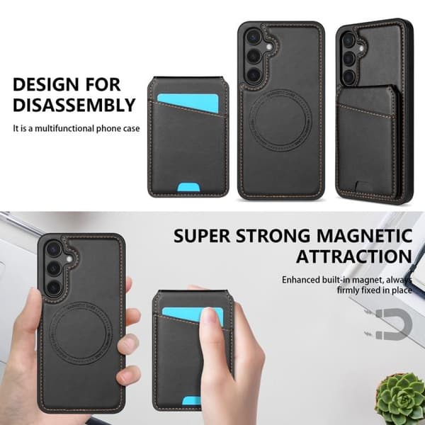 Kortholder og stativ med magnet til Samsung Galaxy S24 - Sort