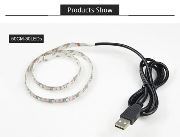 USB-drevet tv-lys 5 meter - varm hvid