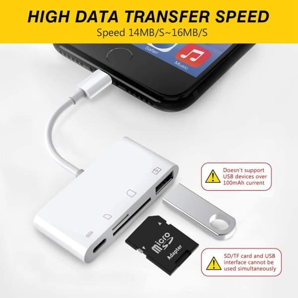 Lightning Muistinkortinlukijaan + USB & Lightning