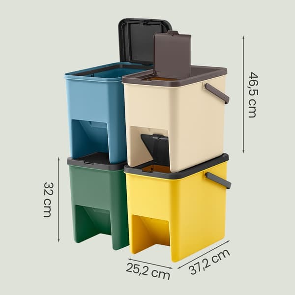 Stapelbara sorteringskärl 20L 4-pack - Grå/Ljusbrun