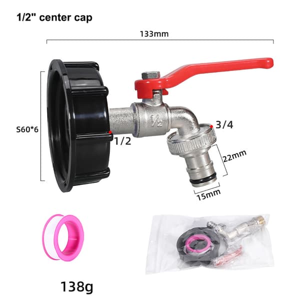 Kran till IBC-tank med 15mm slangkoppling