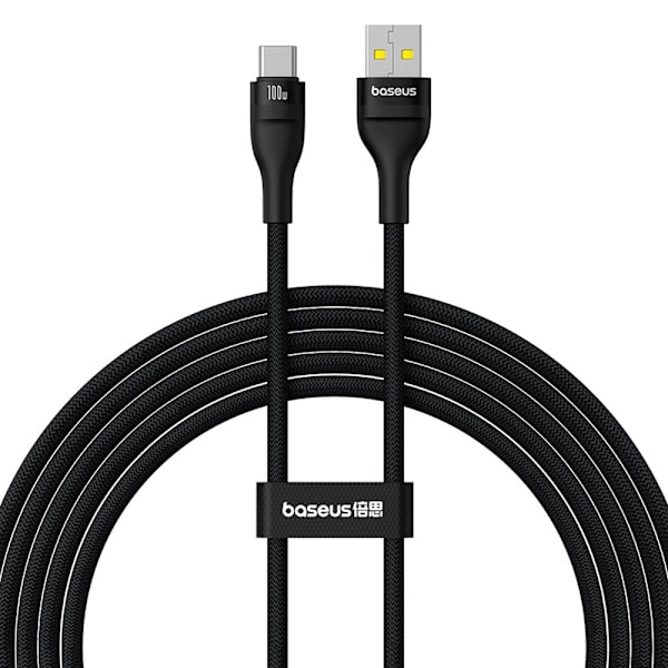 Flash 2 USB-kabel USB til USB-C 100W 2m - Sort