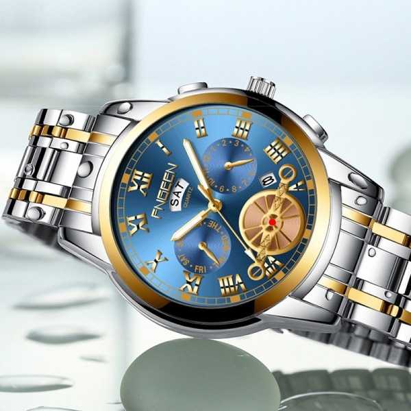 Armbandsur - Silvrigt armband med silvrig ram och blå bakgrund