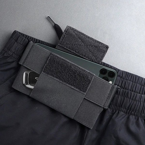 Bältesväska för smartphone med elastiskt nylonband - Svart