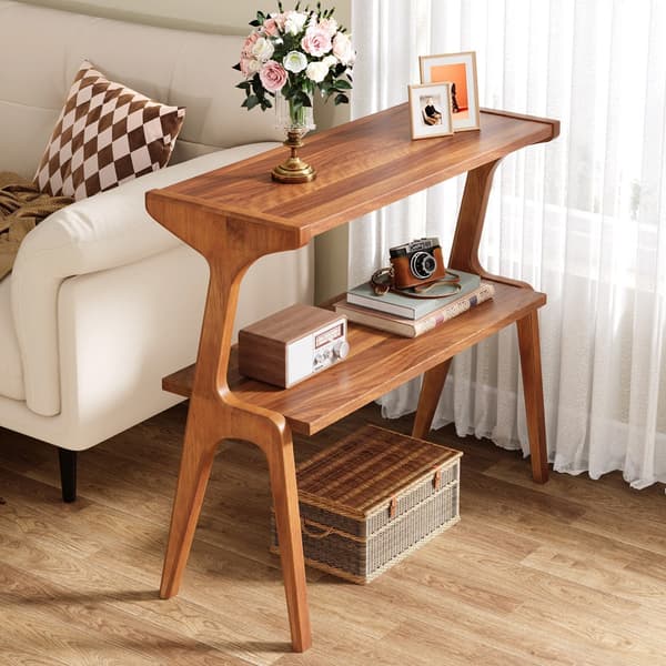 Smalt sidobord i retrodesign / sidobord / avlastningsbord / sof