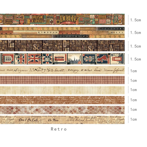 Set med retrotejp i washipapper med hög vidhäftning