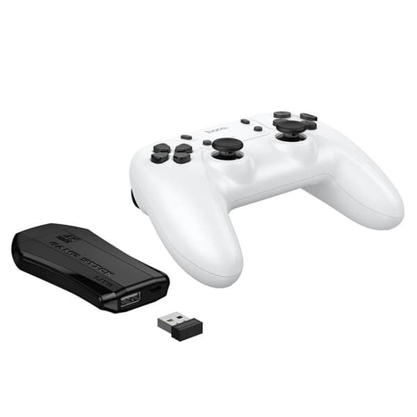 Spelkonsol med 2 trådlösa handkontroller - Vit