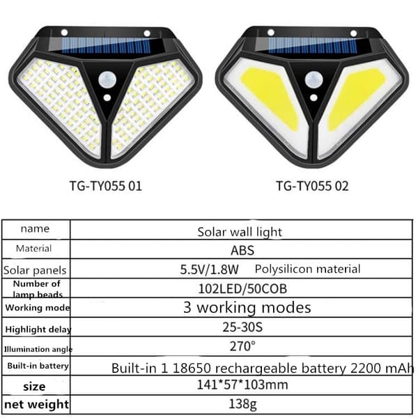 Vägglampa Solcellsbelysning 102 LED