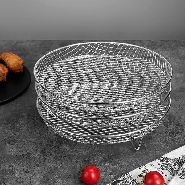 Airfryer-grillkurv rund 20 cm / airfryer-stativ i rustfrit stål