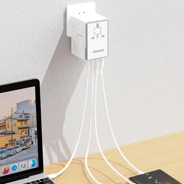 Dudao Travel Adapter 65W EU/US/JP/AUS/UK 2x USB-C 2x USB-A - Va