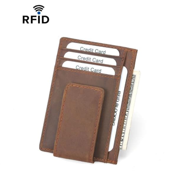 Korthållare med RFID-skydd - Brun