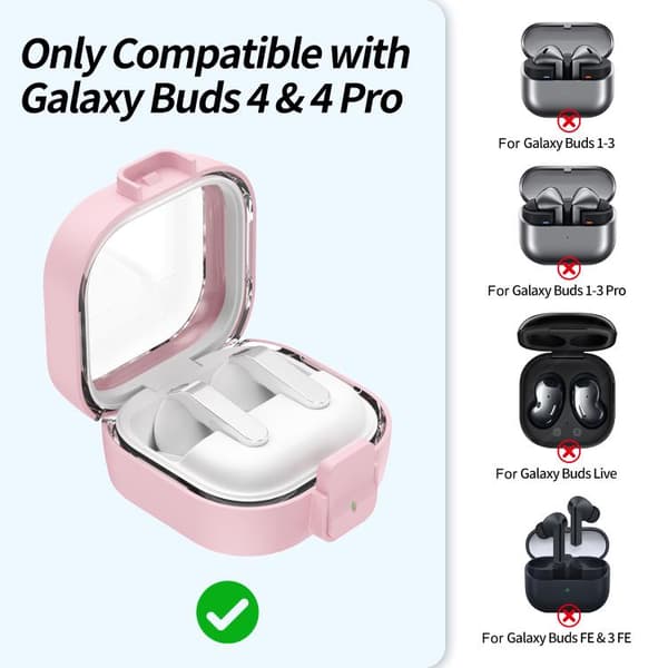 Hörlursfodral med snäpplås för Galaxy Buds4/Buds4 Pro - Rosa