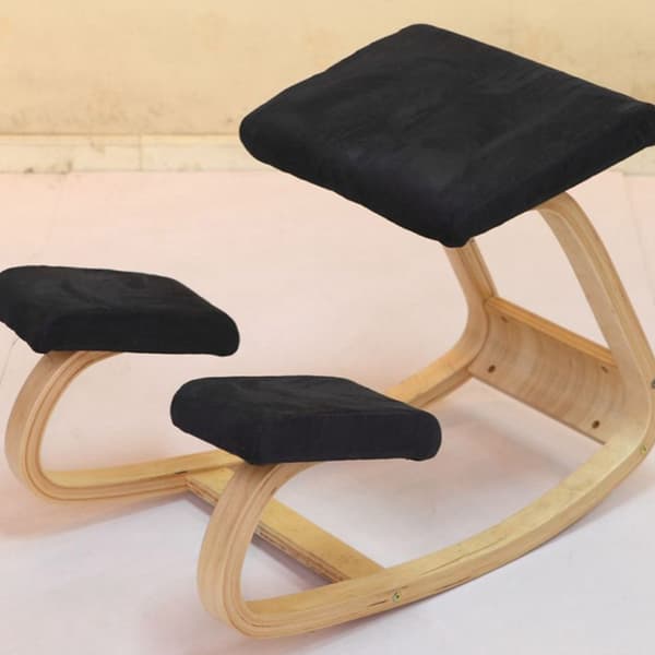 Ergonomisk knæstol sort / balancestol med gyngefunktion / knæst
