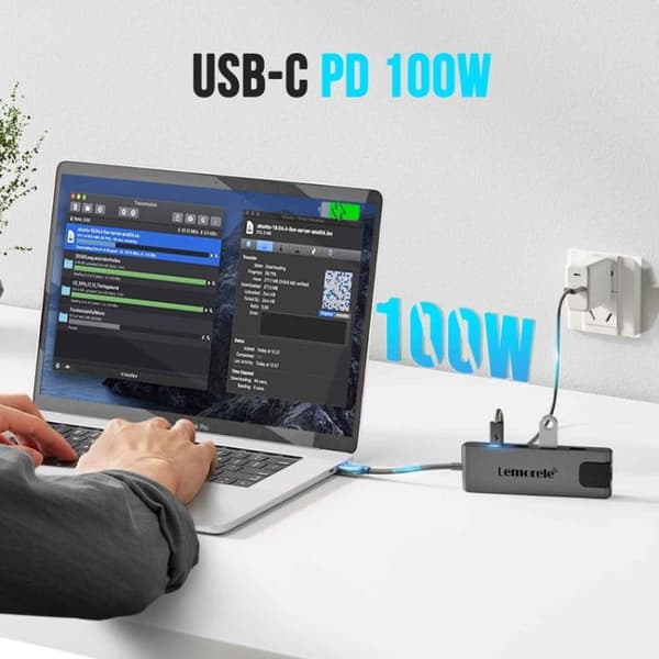 Lemorele TC24L 5-i-1 USB-C-dockningsstation / USB-C-hubb med 4K