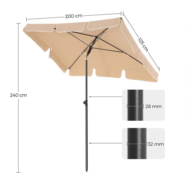Rektangulær parasol 200×125 cm / terrasse- og altanparasol med