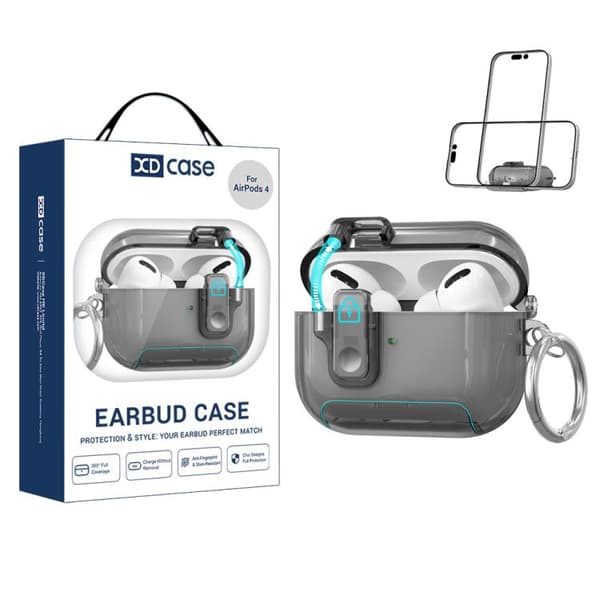 Etui med stativ til AirPods 4 – Gennemsigtig sort