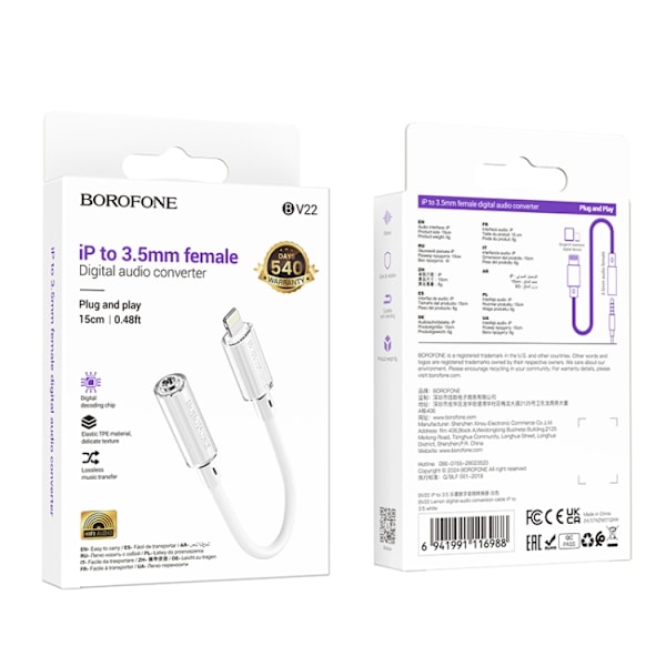 Borofone Ljudadapter Lightning till 3,5mm