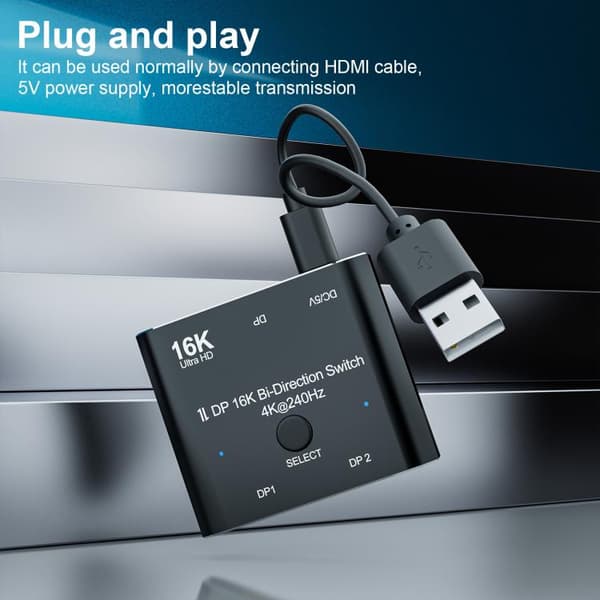 DisplayPorts-switch 16K / DisplayPort-switch 2 in 1 ut / DP-swi