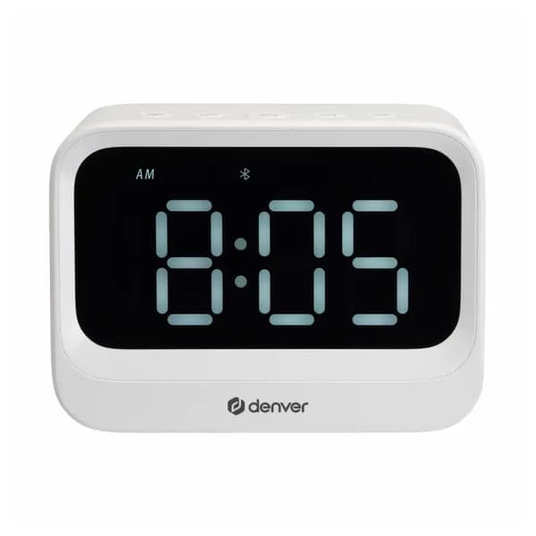 Denver EC-54W Vækkeur med Bluetooth-højttaler - Hvid / Digitalt