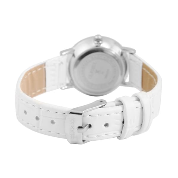 Clasixx damklocka med armband i konstläder - Vit