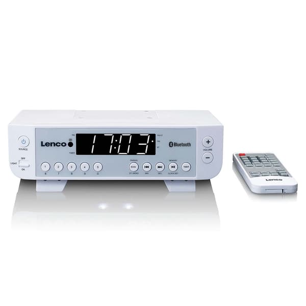 Lenco KCR-100 FM-radio med bluetooth og LED-display - hvid