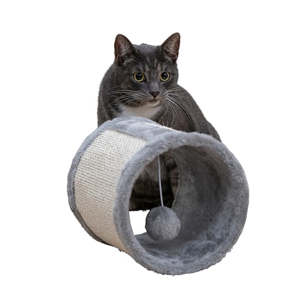 Lektunnel för katt 21x19 cm med klösfunktion och mjuk plysch