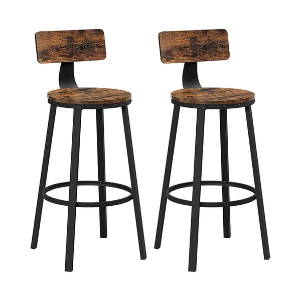 Barstolar med ryggstöd 73 cm hög sits 2-pack - Rustik Brun och