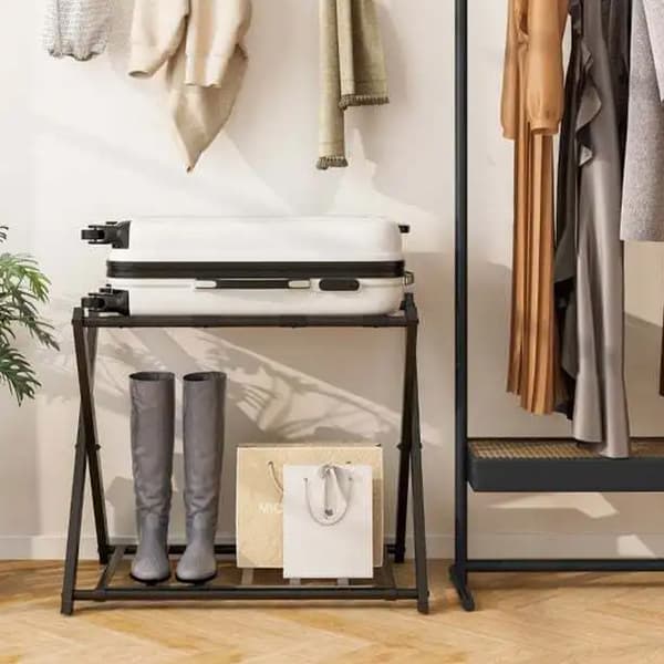 Sammenklappelig bagageholder / sort kuffertstativ / bagagestati