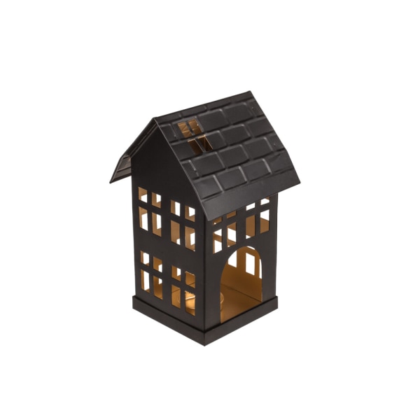 Koristeellinen talo lämpökynttilälle - Metalli Musta