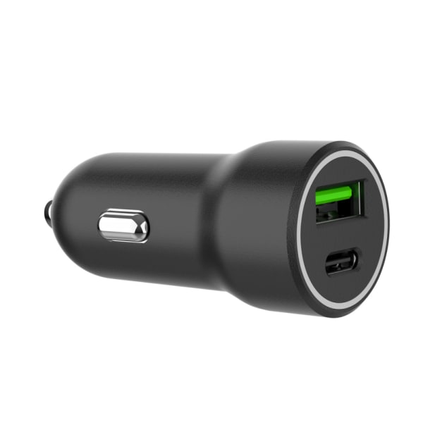 Billaddare med 20W PD USB-C och 18W QC3.0 USB Svart