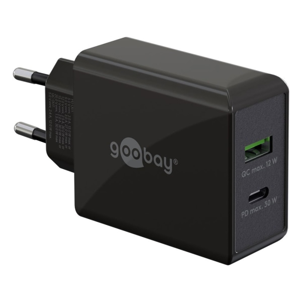 Goobay USB-Laddare 1xUSB 1xUSB-C PD 30W - Svart