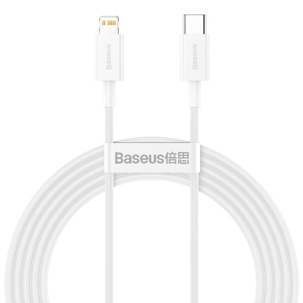 Baseus laddkabel USB-C - Lightning 2,0m 20W - vit