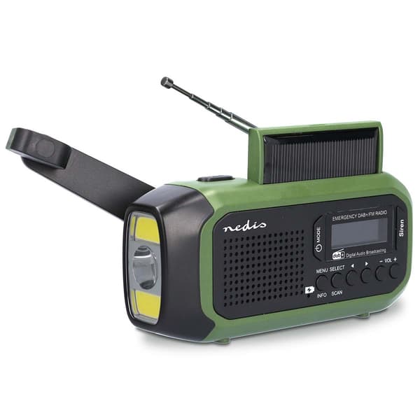 Nedis Nødradio med håndsving og solcellepanel - DAB+/FM med pow